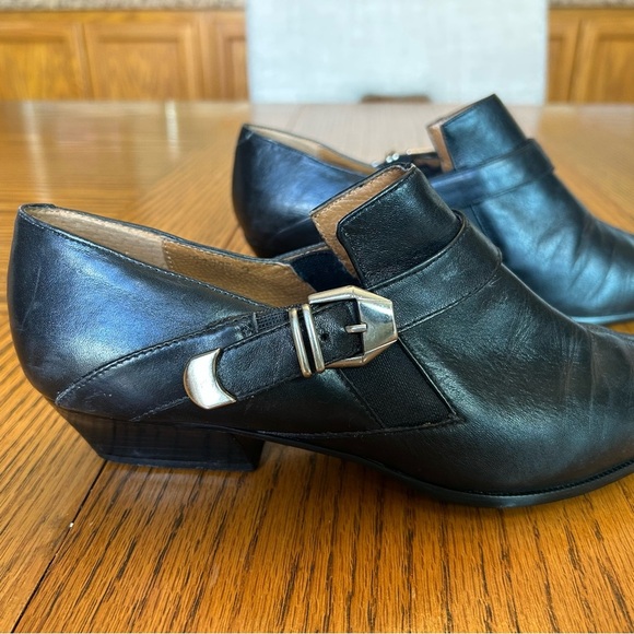Ipanema Vintage Black Leather Low Heel Loafers with Buckle 1 1/2” Heel Size 8 - Picture 4 of 14